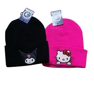 Pinc Premium Black and Pink Beanie Set
